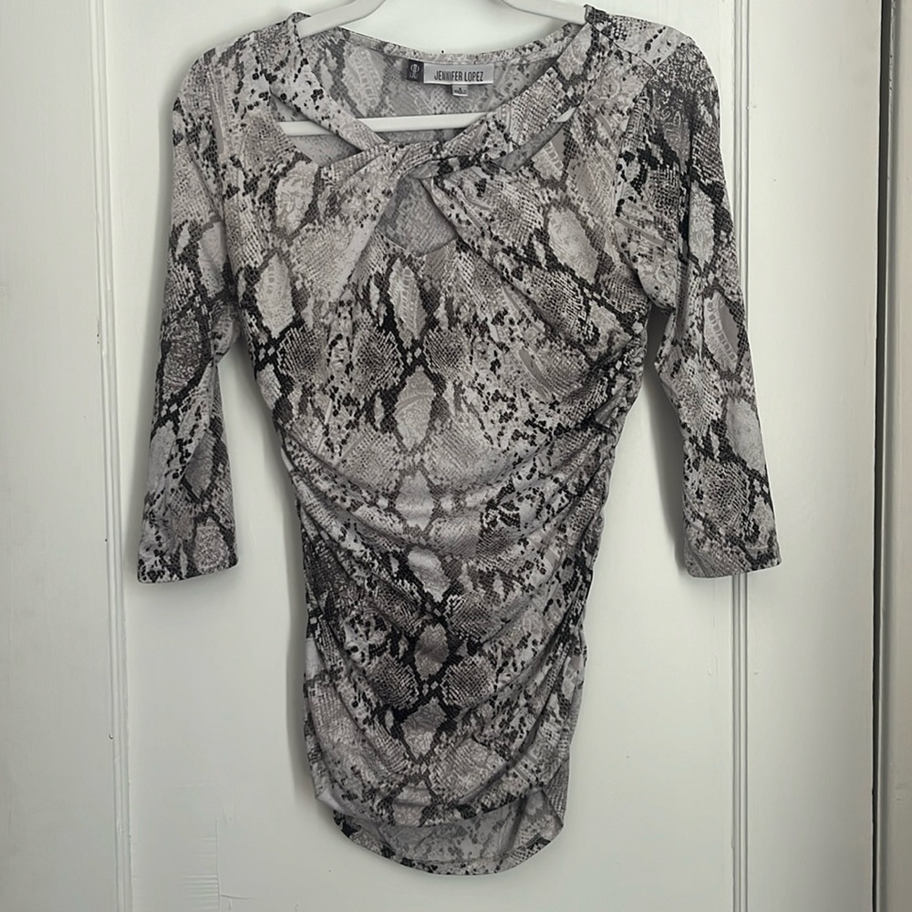 Jennifer Lopez SnakeSkin print Blouse Stretchy Spandex Top Size Small